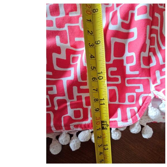 J McLaughlin Pink and White Geometric Pom Pom Shorts, Sz S, The Avila - Picture 9 of 9
